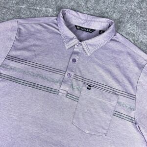 Travis‎ Mathew Shirt Mens Medium Purple Golf Polo Striped Performance Stretch